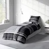 4 teilig Bettwäsche 135x200 cm gestreift anthrazit silber Produktbild-Vorschau 3