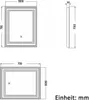 Technical drawings of a mirror with dimensions and labels. Produktbild-Vorschau