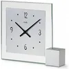 AMS 102 Tischuhr Quarz analog silbern modern eckig mit Glas Produktbild-Vorschau 2