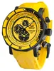 A close-up studio shot of a yellow Vostok Europe watch. Podgląd zdjęcia produktu