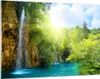 Bilder auf glas - Wasserfall Forrest Himmel - 120x80cm - Produktbild-Vorschau 1