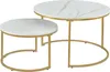 Two nesting coffee tables with marble-look tops and gold metal frames. Náhľad obrázku produktu