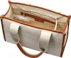 An open tote bag with brown trim and handles, showing the interior. Anteprima dell’immagine prodotto