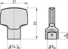 BASI - Knaufteil - V50/55 - D-Form, matt vernickelt - Produktbild-Vorschau 2