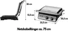 A diagram showing the dimensions of a grill, with two views of the grill and measurement lines. Anteprima dell’immagine prodotto