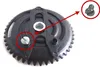 A close-up view of a black gear with a silver screw highlighted by a red circle and arrow. Produktbild-Vorschau