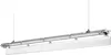 A linear fluorescent light fixture suspended by wires against a white background. Podgląd zdjęcia produktu