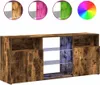 A product image of a TV stand with decorative circular images above it showing different color options and a color wheel. Produktbild-Vorschau