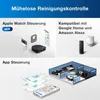 Marketing image showing different control methods for a robot vacuum cleaner. Produktbild-Vorschau