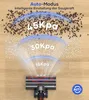 A vacuum cleaner head is shown on a wooden floor, with different suction power levels indicated by arcs and text. Produktbild-Vorschau