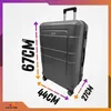 A gray suitcase with dimensions indicated by arrows and text. Náhled obrázku produktu