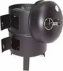 A black charcoal smoker grill with its lid open, showing the cooking grate inside. The grill has two access doors on the side. Produktbild-Vorschau