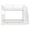 A white bunk bed with stairs and drawers, shown against a white background. Anteprima dell’immagine prodotto
