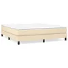 A studio shot of a cream-colored box spring bed frame with a white mattress on top, set against a white background. Produktbild-Vorschau