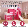 Homestyle4u Hochbett 90x200 mit Rutsche Turm Tunnel Produktbild-Vorschau 3