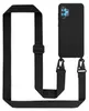 A black phone case with a black lanyard attached, shown against a white background. Náhled obrázku produktu
