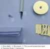 A collection of parts for a clock, including hands, a movement, hour markers, a hook, and instructions. Náhľad obrázku produktu