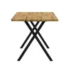 A product shot of a table with a wooden top and black X-shaped legs, isolated on a white background. Náhľad obrázku produktu