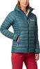 A woman wearing a teal puffer jacket and red pants, shown from the waist up. Anteprima dell’immagine prodotto