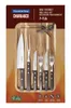 A set of BBQ utensils and a cutting board displayed in its packaging. Produktbild-Vorschau