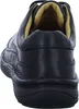 A close-up rear view of a black leather shoe. Produktbild-Vorschau