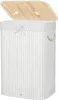 A white bamboo laundry basket with its lid open, showing the interior and the underside of the lid. Produktbild-Vorschau