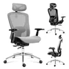 A collage of an ergonomic office chair shown from different angles.