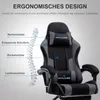 A gaming chair with labels pointing out its ergonomic features. Anteprima dell’immagine prodotto