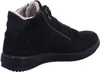 A black women's boot with a zipper on the side and a fluffy lining. Anteprima dell’immagine prodotto