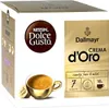 A box of Nescafé Dolce Gusto Dallmayr Crema d'Oro coffee capsules, with a cup of coffee and a capsule shown. Produktbild-Vorschau