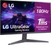 A marketing image for an LG UltraGear gaming monitor, showcasing a futuristic car on a vibrant, abstract background. Produktbild-Vorschau