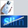 A collage showing a clear phone case with a MagSafe ring on a phone, and a close-up of the phone case with the word 'Slim' in the background. Náhled obrázku produktu