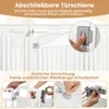 A close-up view of a white pet playpen, highlighting its locking mechanism and assembly steps. Produktbild-Vorschau