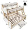 Etagenbett 90x200 + 140x200 cm mit LED, offenen Produktbild-Vorschau 9