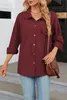 ASKSA Damen Bluse Langarm Musselin Einfarbig Revers Produktbild-Vorschau 2