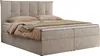 A beige boxspring bed with a headboard, mattress, and blanket, shown from a side angle against a white background. Produktbild-Vorschau