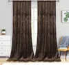 A room with brown curtains covering a window, a white dresser, and a yellow chair with a blue blanket. Produktbild-Vorschau