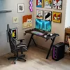 XINZI LED Gaming Tisch 120cm Schwarz, Carbon Tischplatte, Produktbild-Vorschau 9