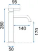 A diagram showing the dimensions of a faucet. Náhľad obrázku produktu