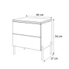A line drawing of a nightstand with dimensions indicated. Náhľad obrázku produktu