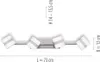 A linear arrangement of four modern square ceiling lights with gray accents, mounted on a wall or ceiling. Dimensions are indicated with text. Produktbild-Vorschau