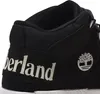 A close-up view of the heel and side of a black Timberland boot. Voir les images du produit