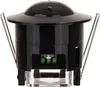 A black motion sensor with silver accents against a white background. Produktbild-Vorschau