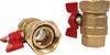 Two brass ball valves with red handles are shown against a white background. Podgląd zdjęcia produktu