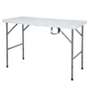 A white folding table with gray metal legs against a white background. Produktbild-Vorschau