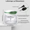 A diagram showing a water-based air purifier with dimensions and feature callouts. Produktbild-Vorschau