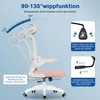 An ergonomic office chair with diagrams illustrating its adjustable features. Voir les images du produit