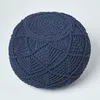HOMESCAPES Grande pouf lavorato all'uncinetto, blu scuro, Anteprima dell’immagine prodotto 3