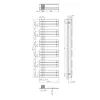 Technical drawing of a radiator with dimensions and connection details. Produktbild-Vorschau