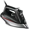 A black and silver Rowenta steam iron is shown against a white background. Produktbild-Vorschau